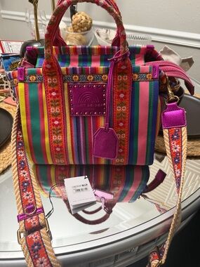 Vibrant Pink Multicolor Striped Women’s Tote Bag
